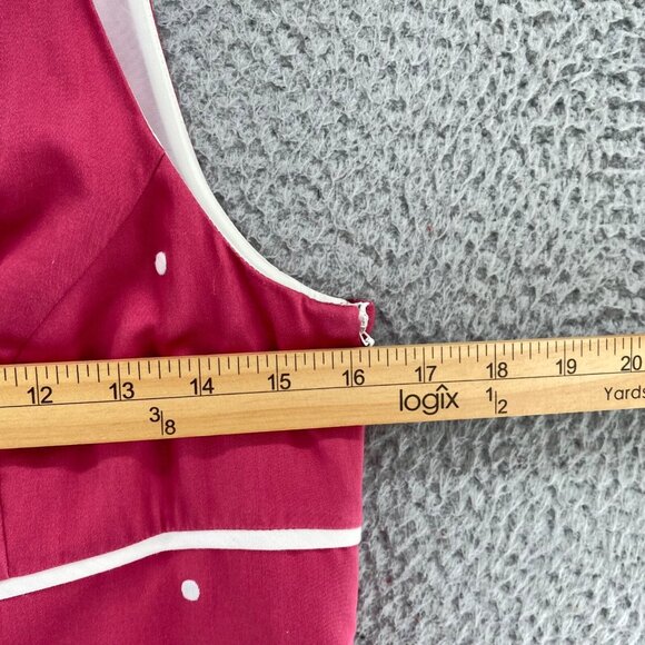 Ann Taylor Dress Womens 4 Petite Pink Polka Dot Scallop Hem Sheath Mini Casual - Picture 7 of 9